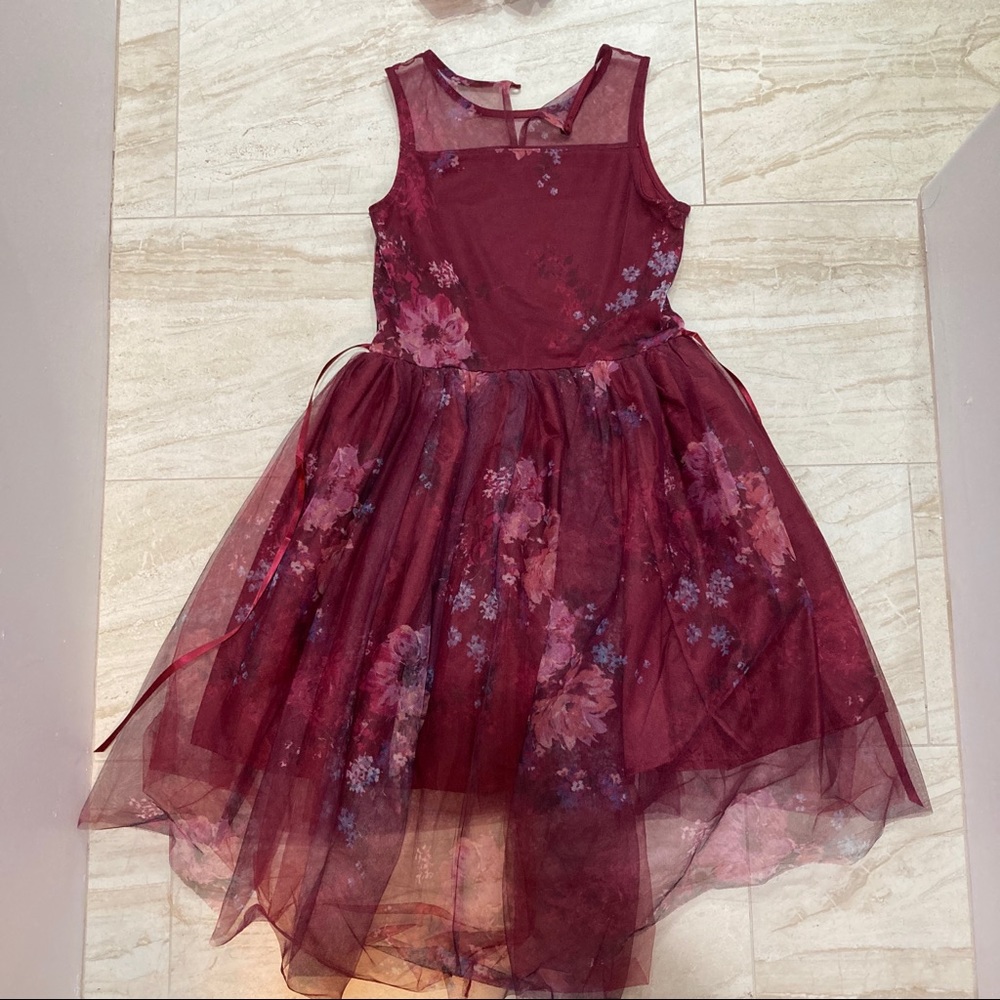 NWOT Purple/Maroon Girl’s Floral Formal Dress